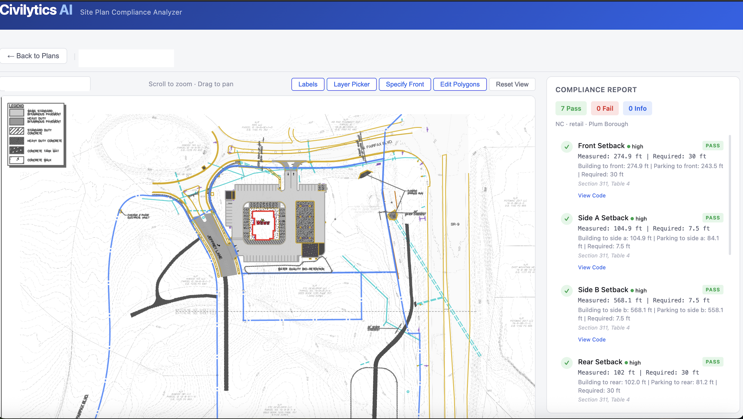 Civilytics AI analyzing a site plan